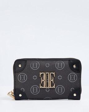 women logo print zip-around wallet