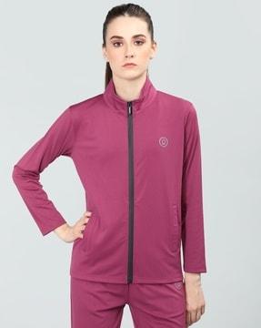 women logo print zip-front jacket