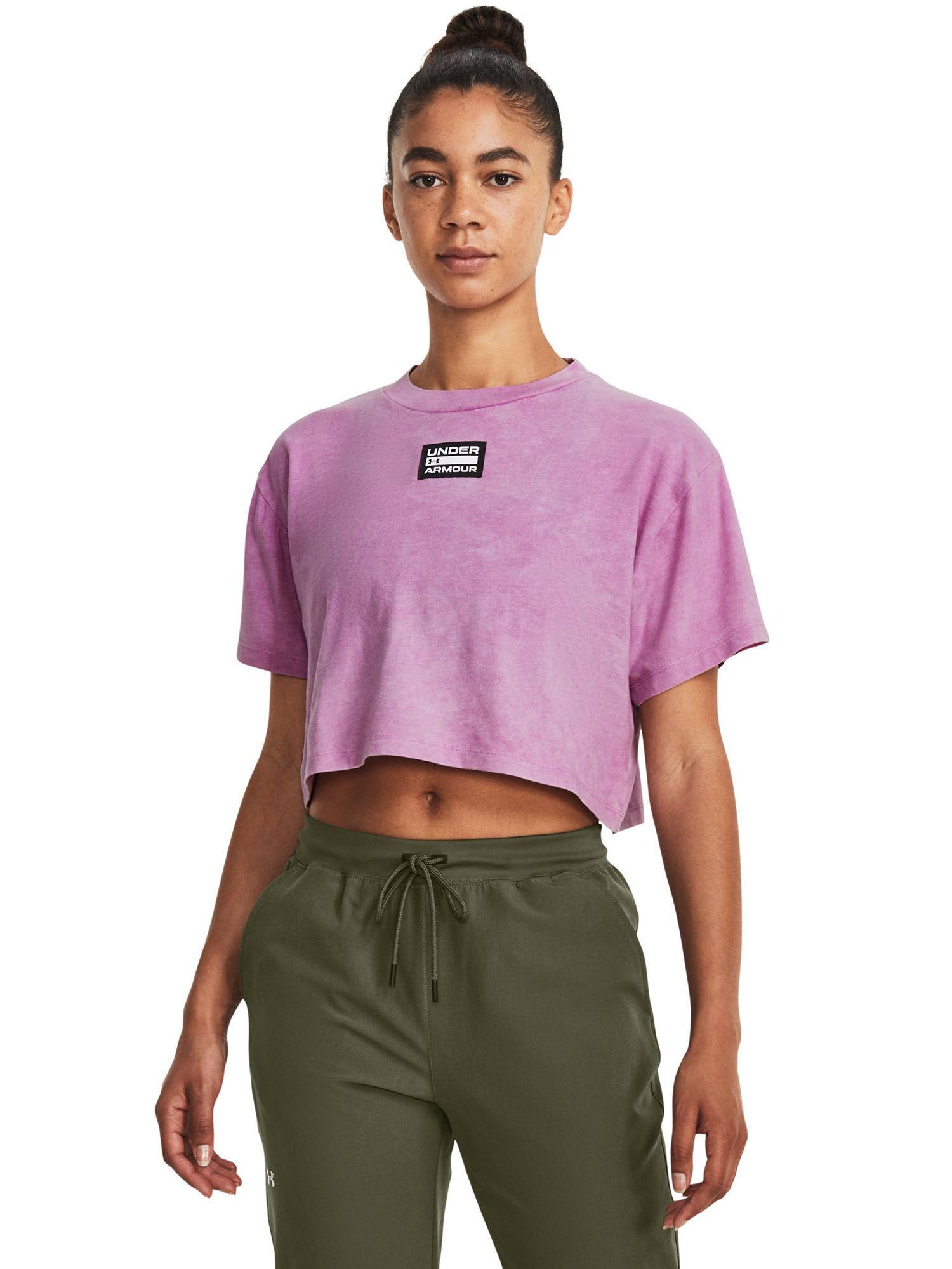 women logo washed woven short sleeve t-shirt - purple