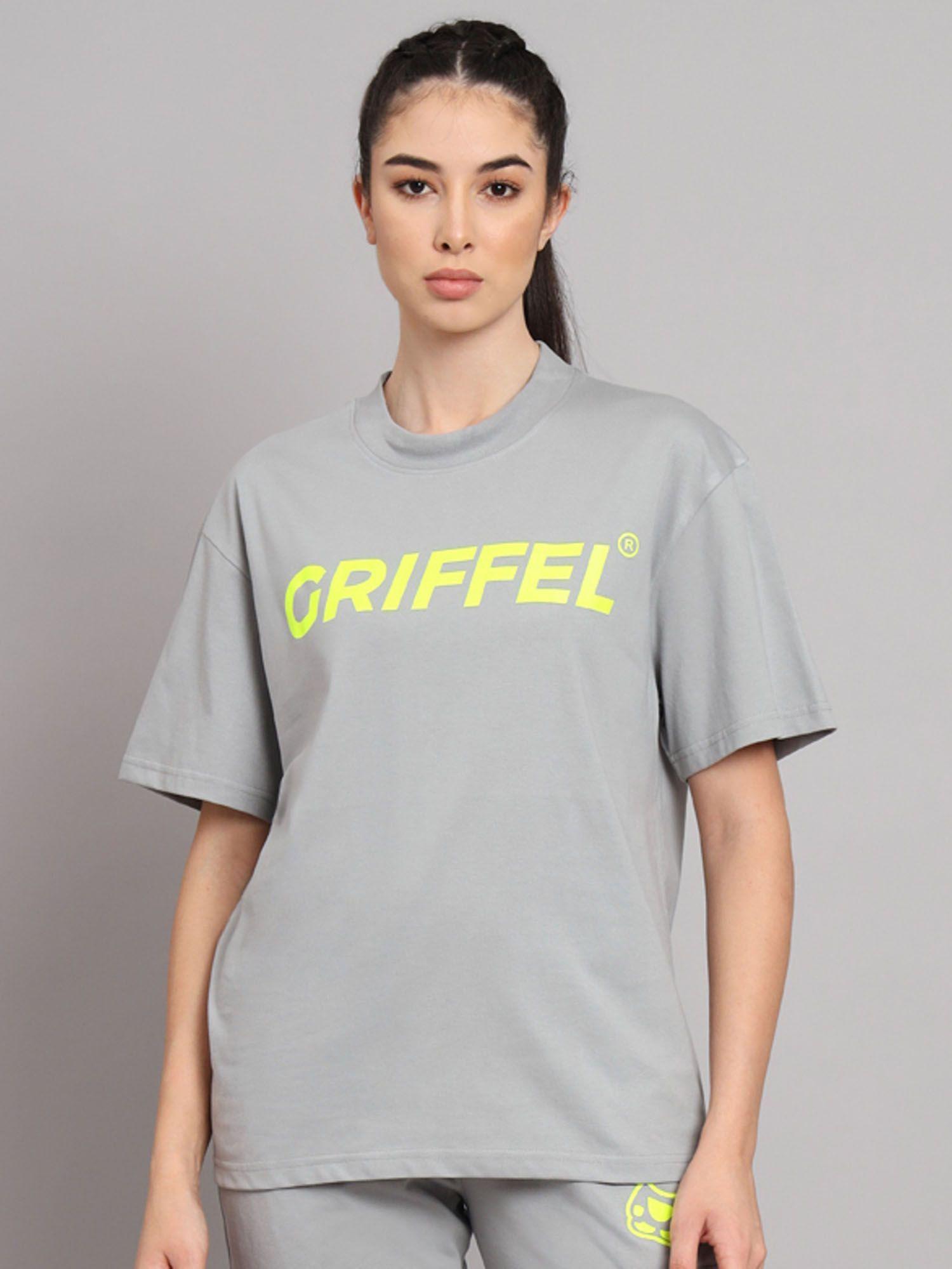 women logon printed grey t-shirt