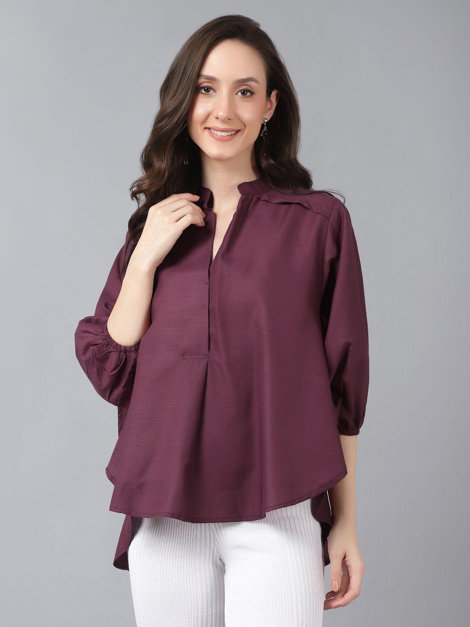 women long line balloon sleeve top