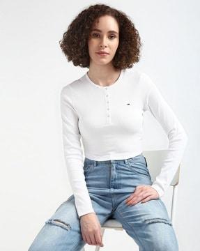 women long sleeves henley top