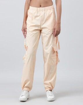 women loose fit cargo pants with flap pockets
