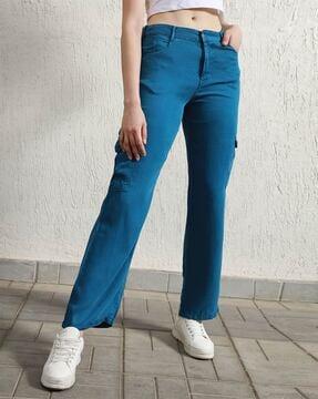 women loose fit flat-front cargo pants