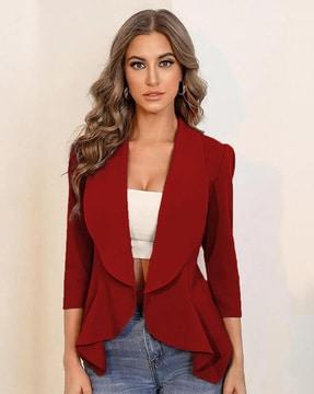 women loose fit front-open blazer