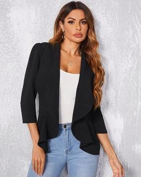 women loose fit front-open blazer