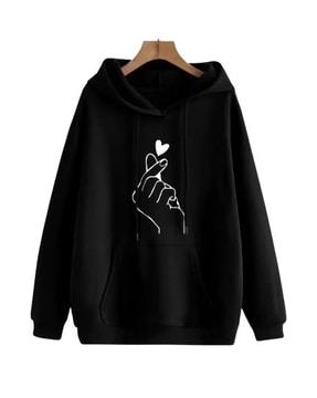 women loose fit graphic print hoodie