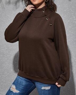 women loose fit high-neck sweatshirt