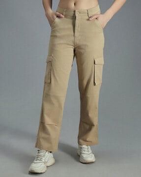 women loose fit pants with flap pockets