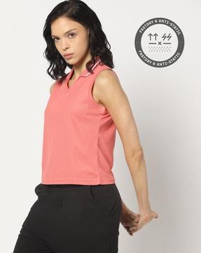 women loose fit polo t-shirt