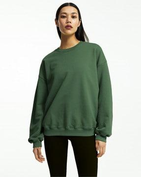 women loose fit sweatshirt with ribbed hem