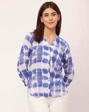 women loose fit tie & dye print shirt