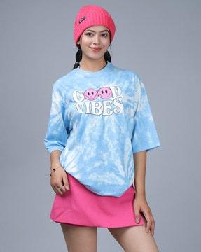 women loose fit tie & dye round-neck t-shirt