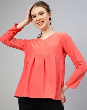 women loose fit v-neck top