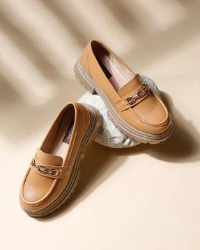 women low-top loafers with metal accent