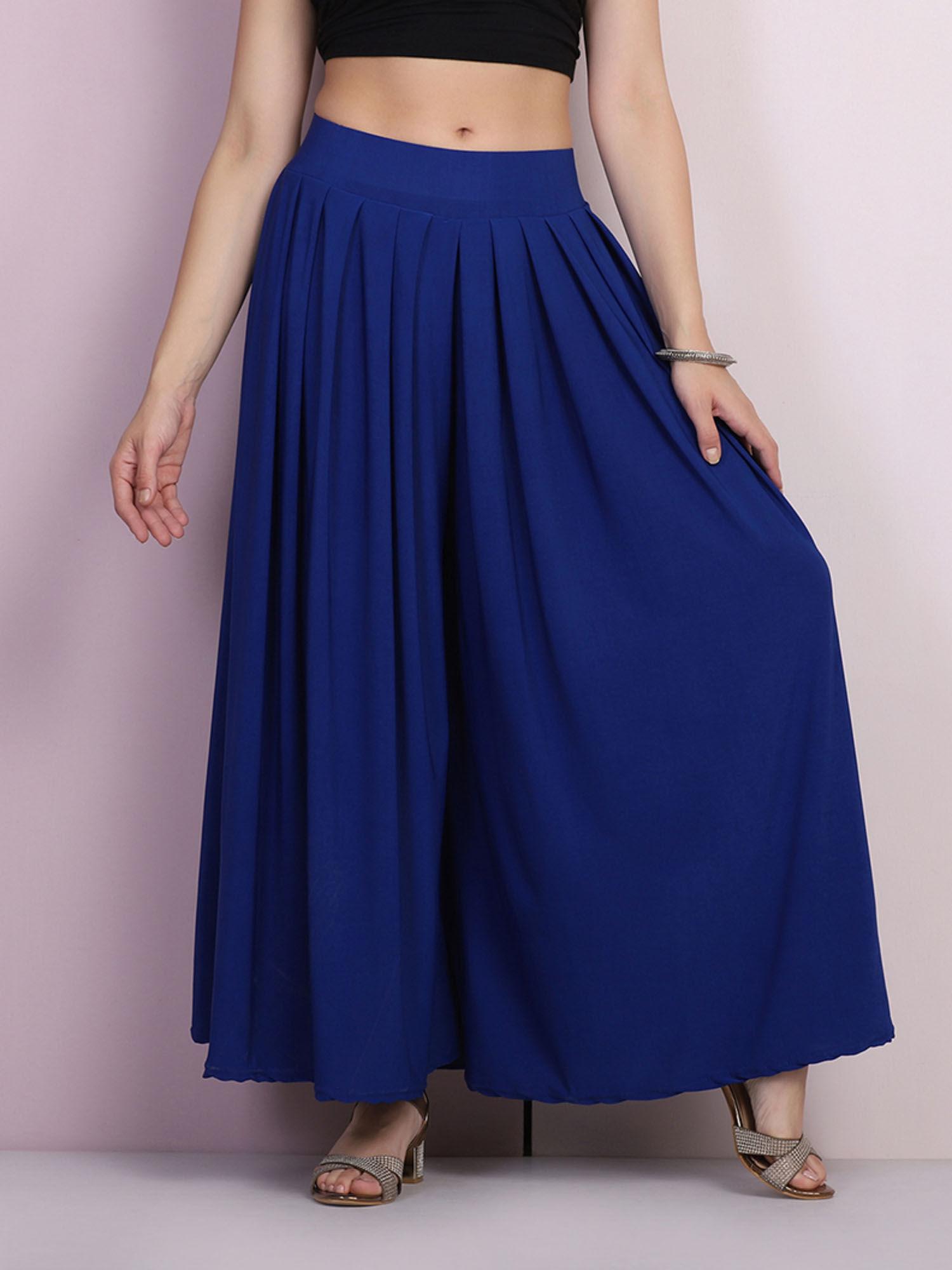 women lycra blue solid palazzo