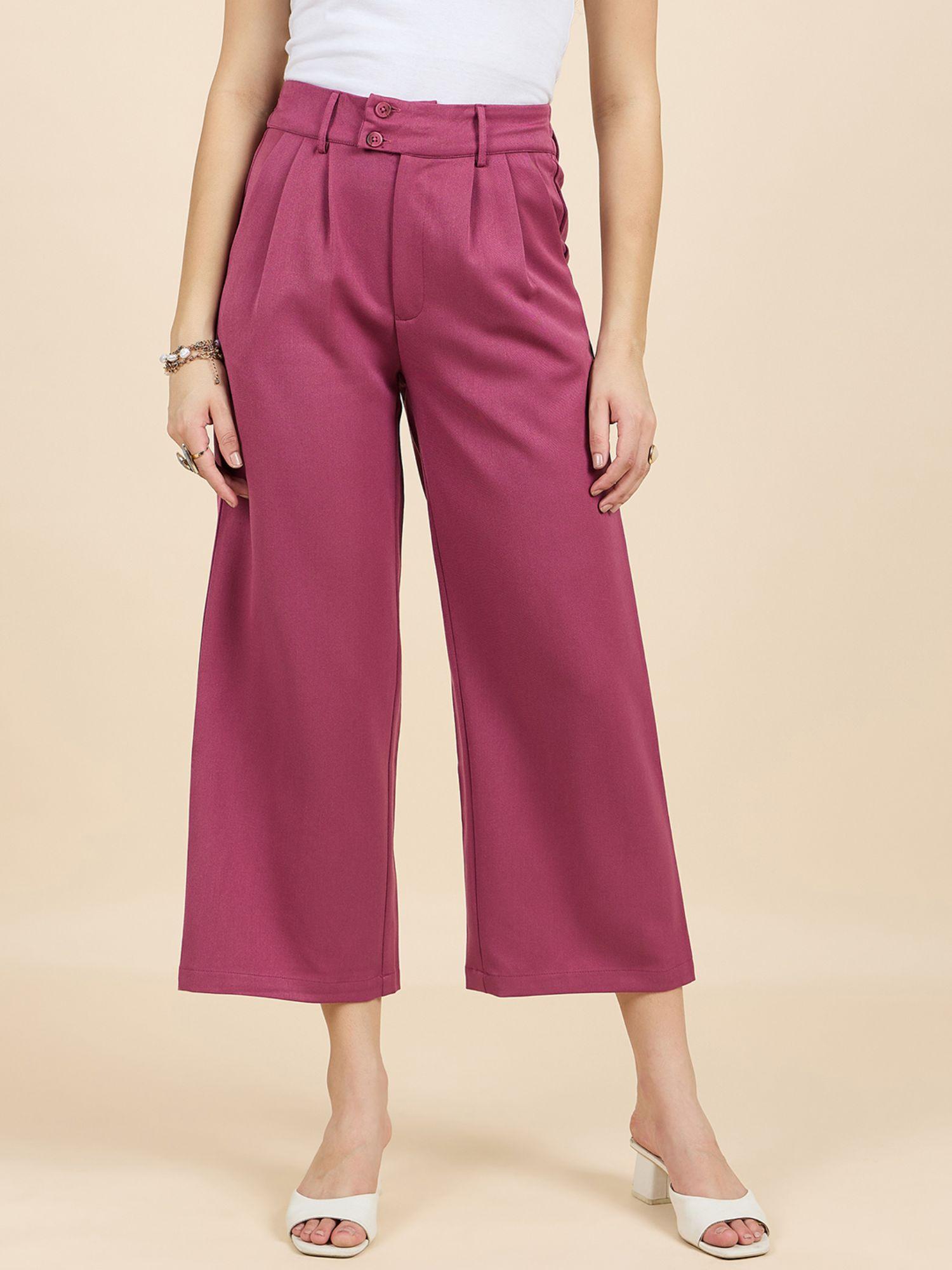 women magenta regular fit cotton pants