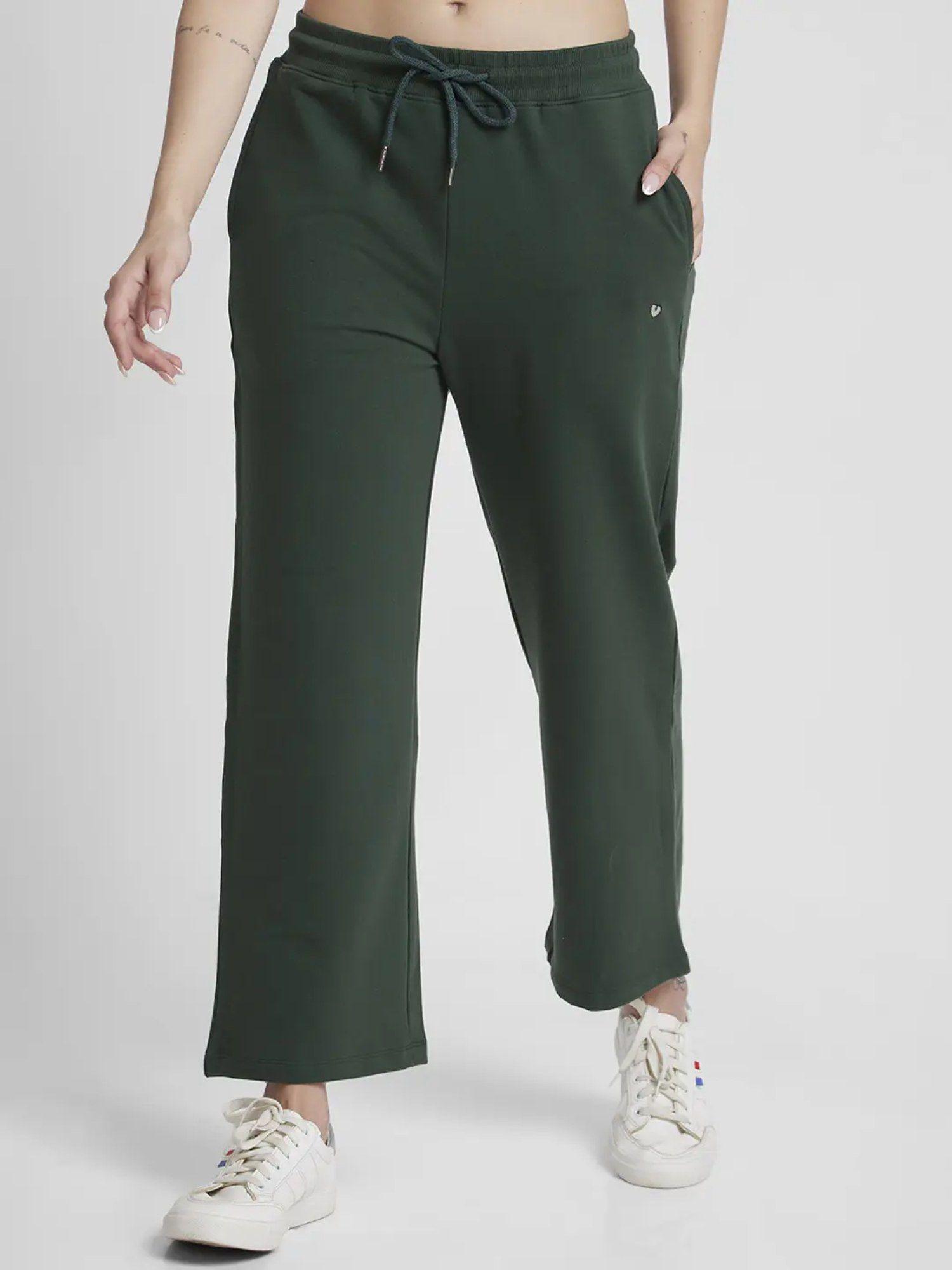 women malachite blended straight fit ankle length trackpant