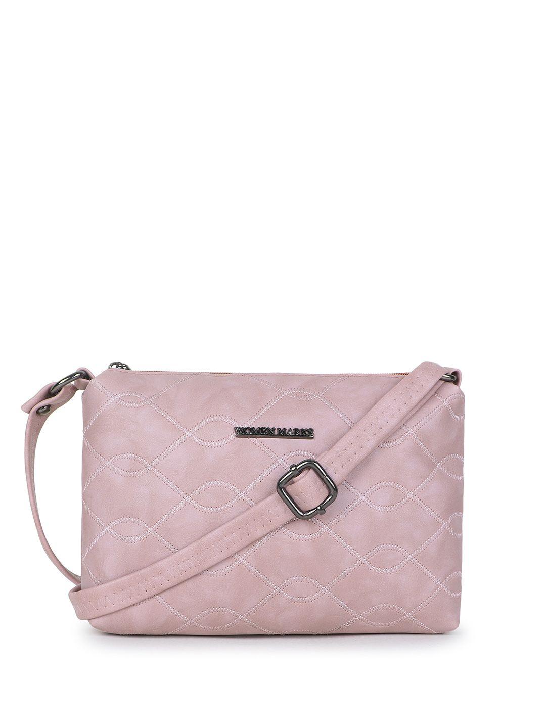 women marks textured pu structured sling bag with quilted