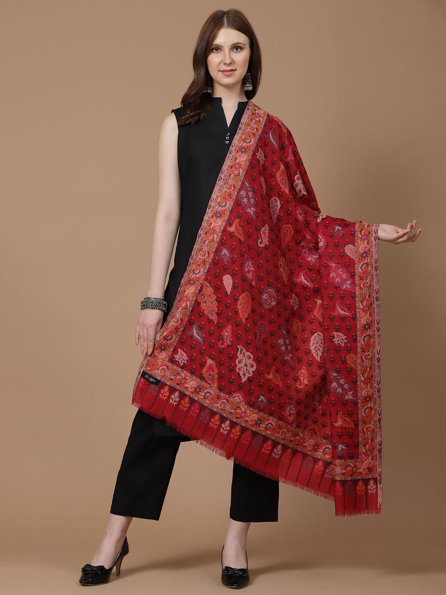 women maroon kani wool shawl (large)