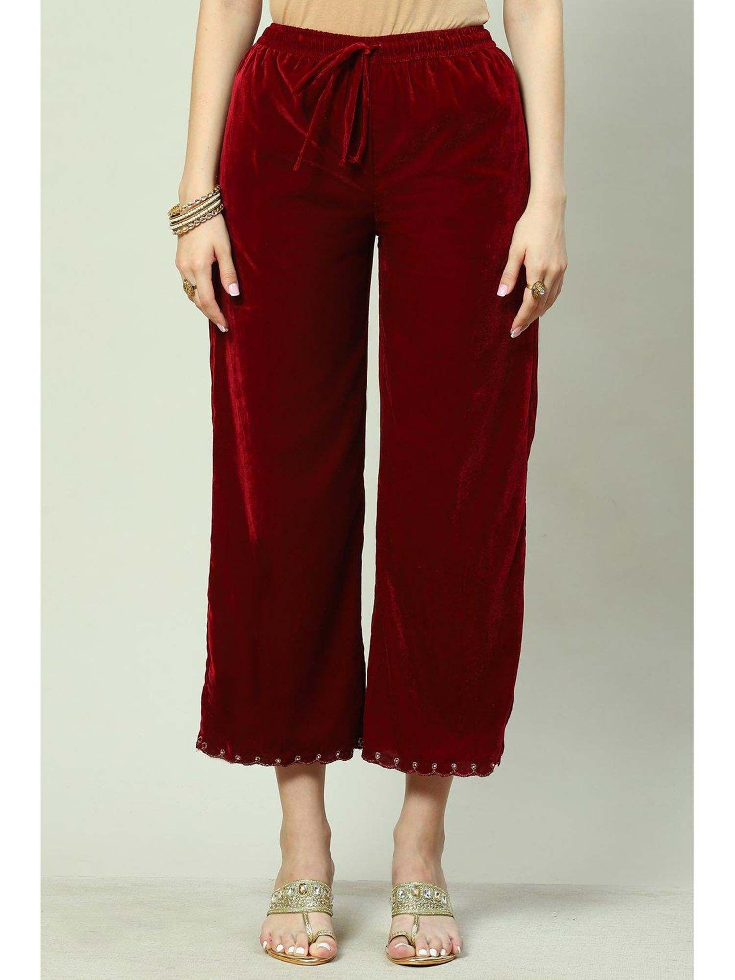 women maroon plain palazzo