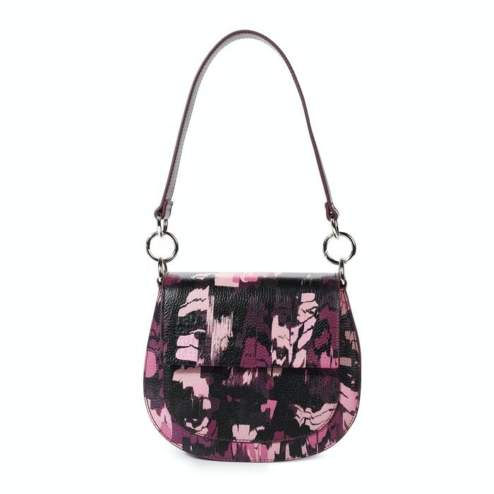 women maroon printed crossbody bag with webbing belt