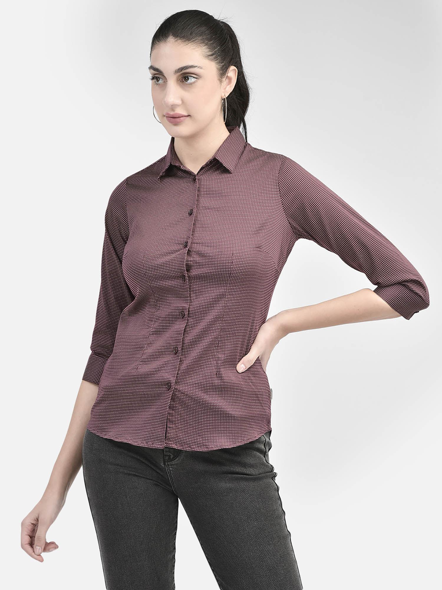 women maroon printed shirt