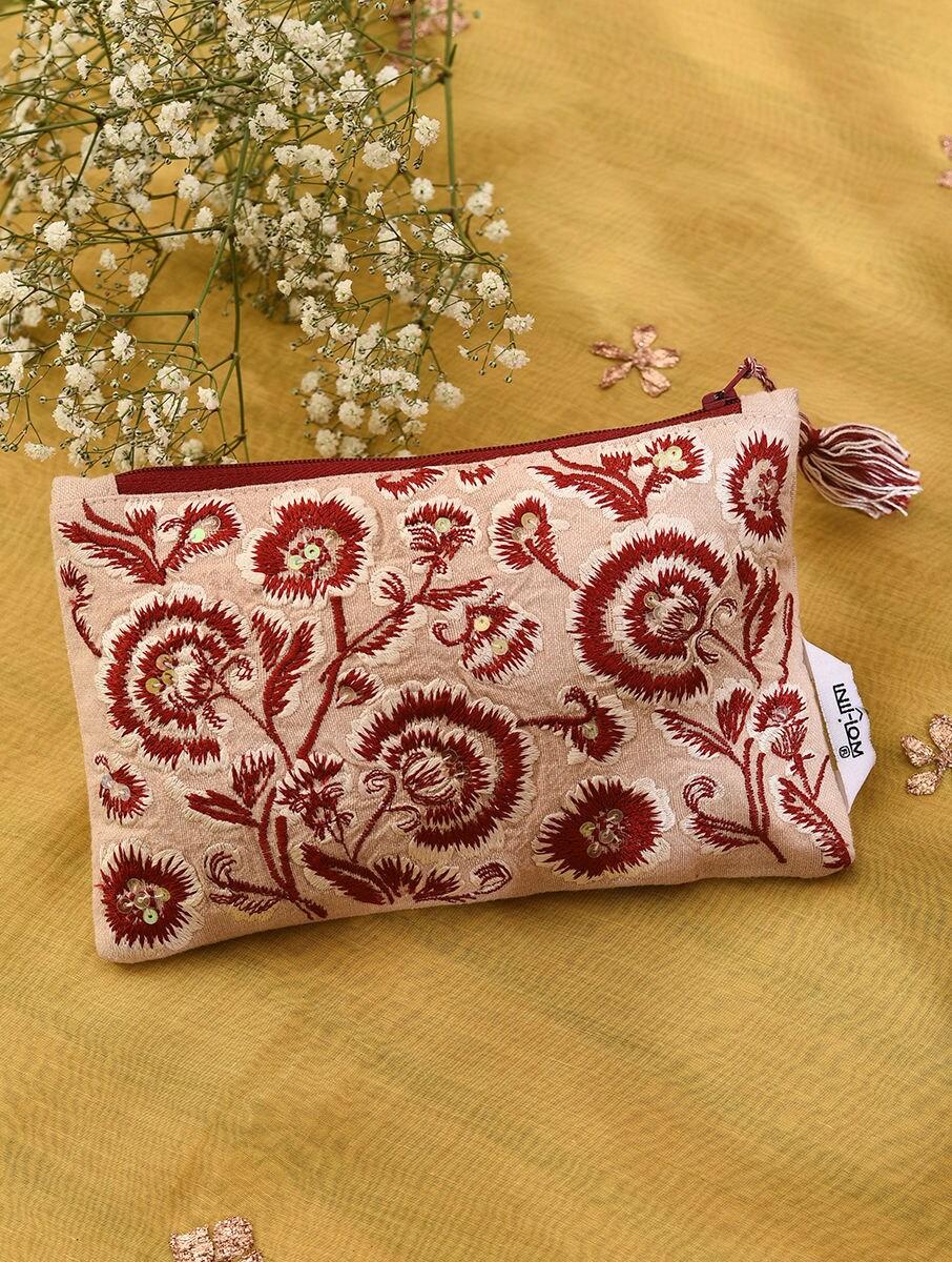 women maroon red cotton fabric wristlet sleeves &amp; pouches