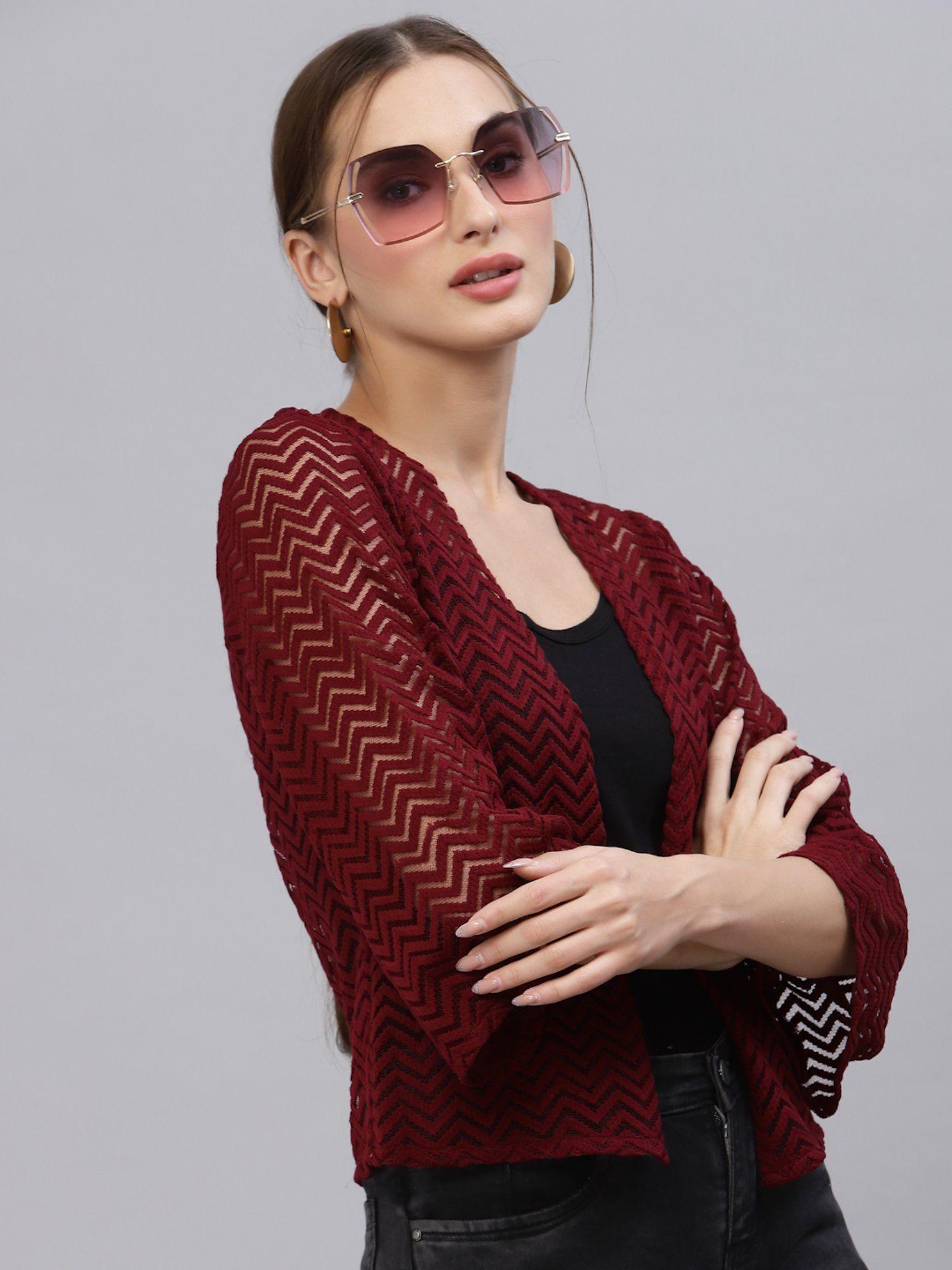 women maroon shrug