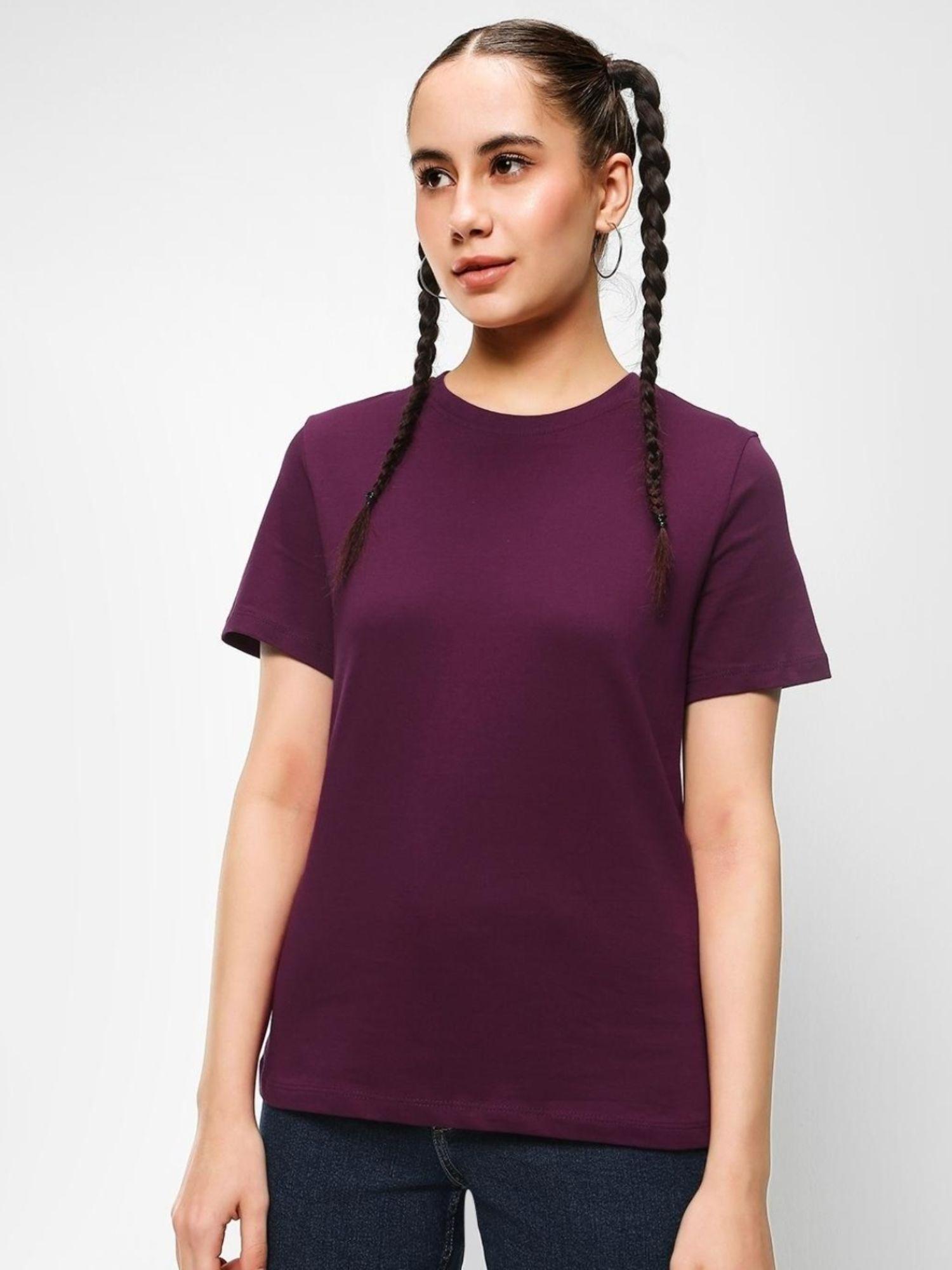 women maroon solid comfortable t-shirt