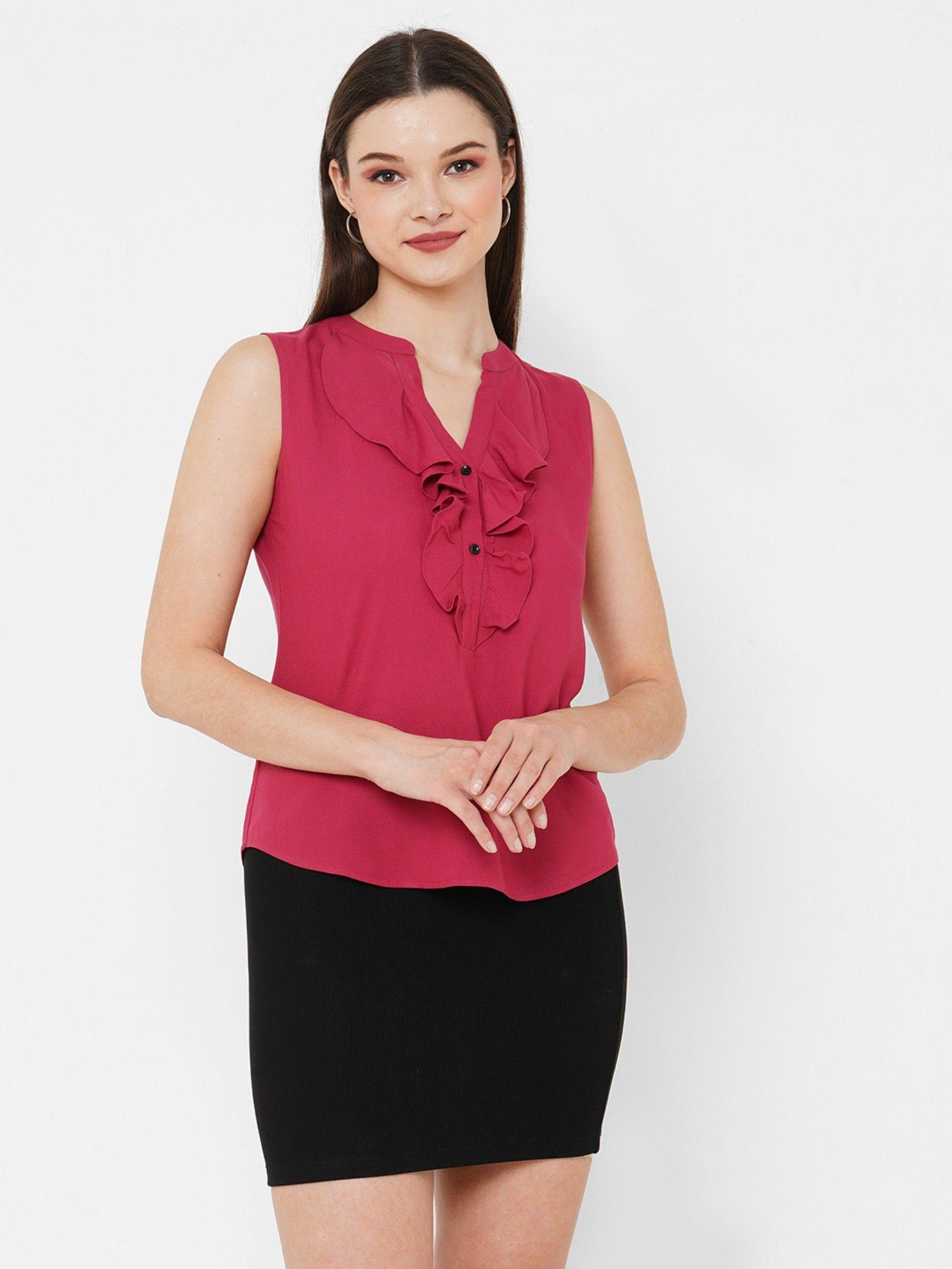 women maroon solid top