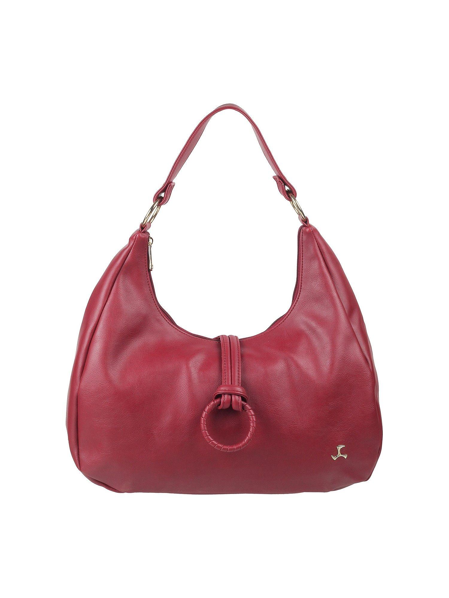 women maroon synthetic handbag