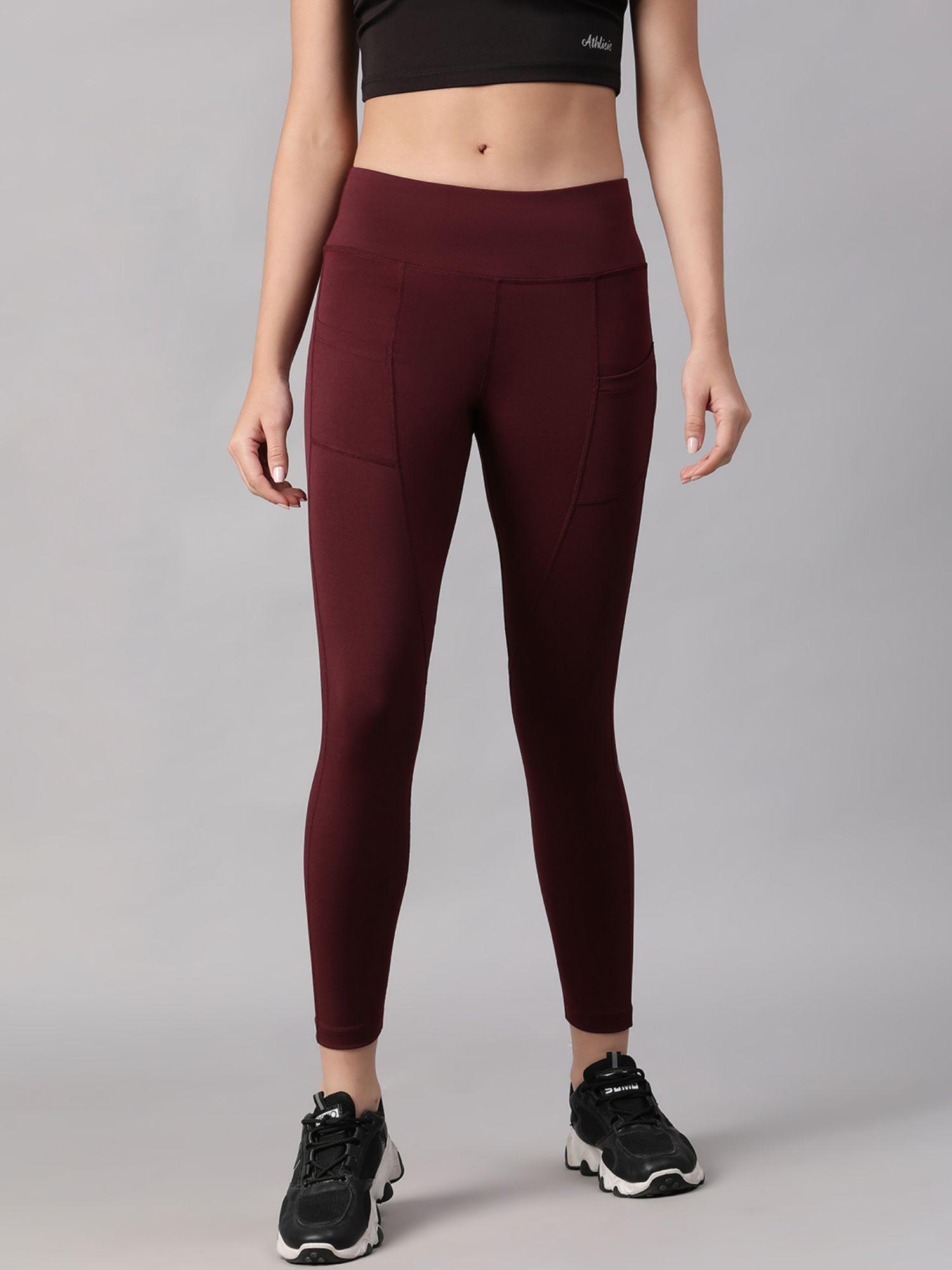 women maroon training tights