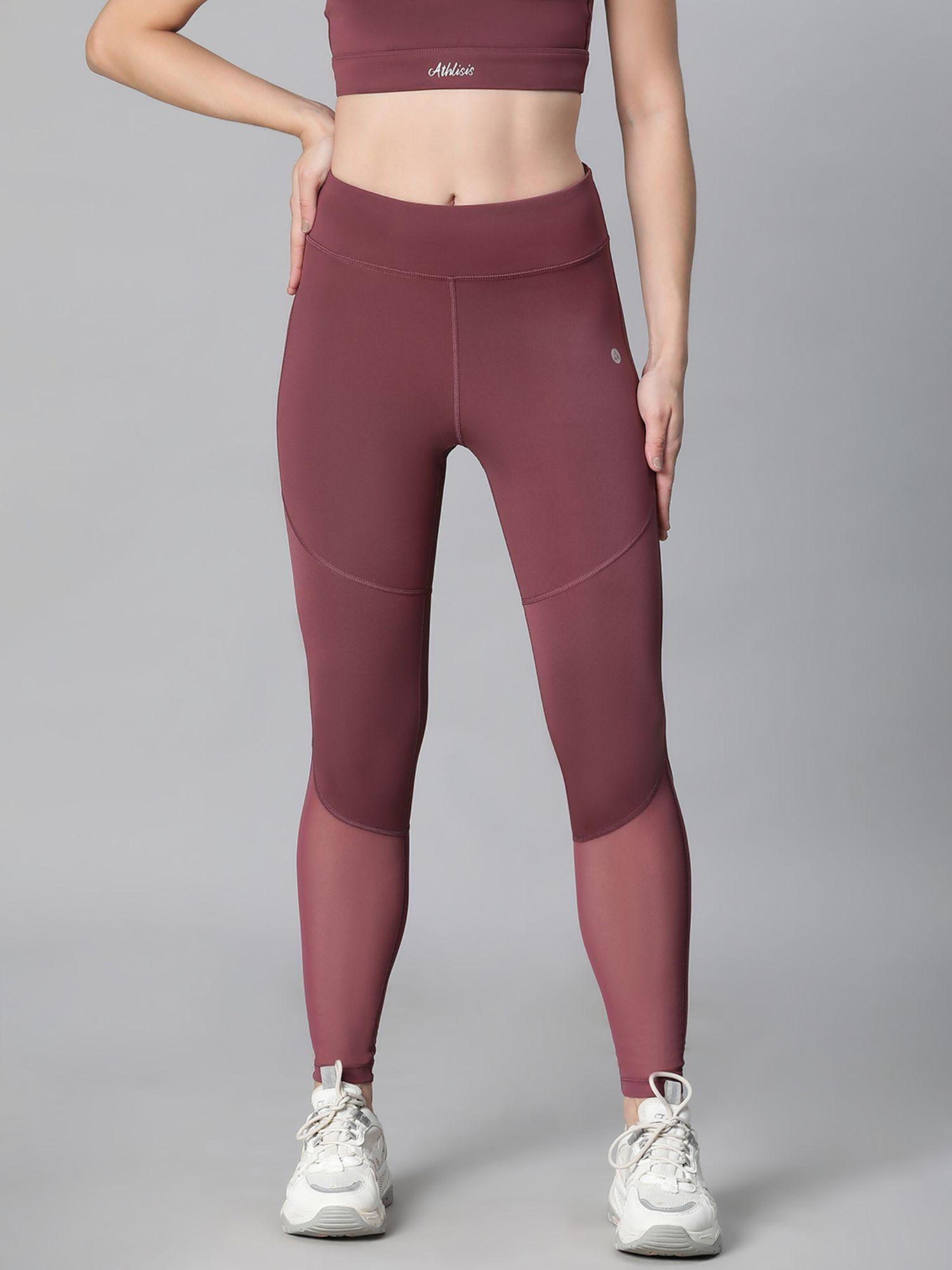 women maroon training tights