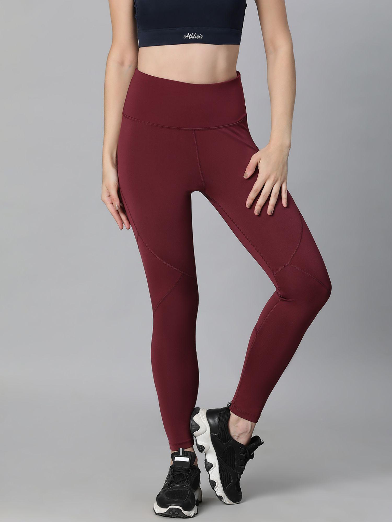 women maroon training tights