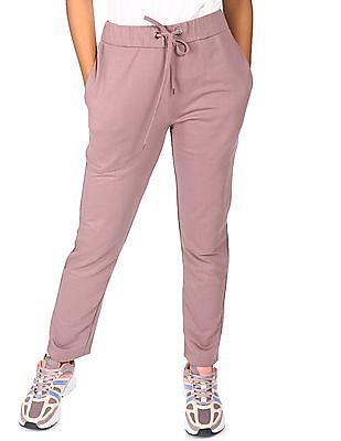 women mauve drawstring waist solid track pants