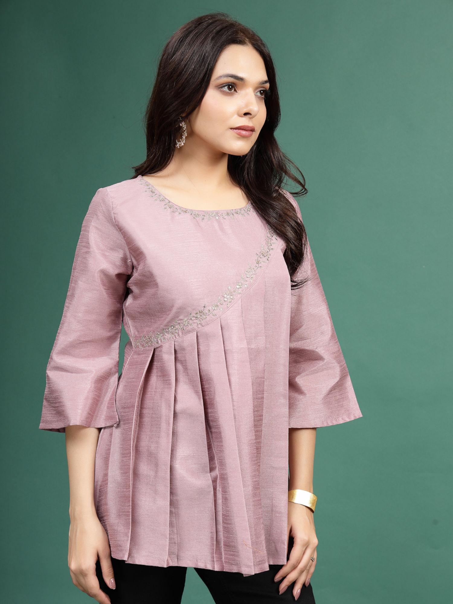 women mauve embroidered tunic