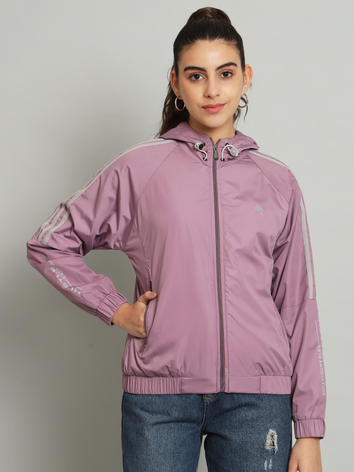 women mauve fleece long sleeves regular jackets