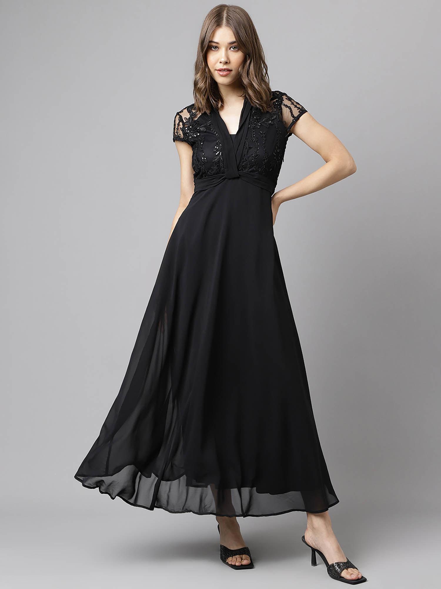 women maxi black dress