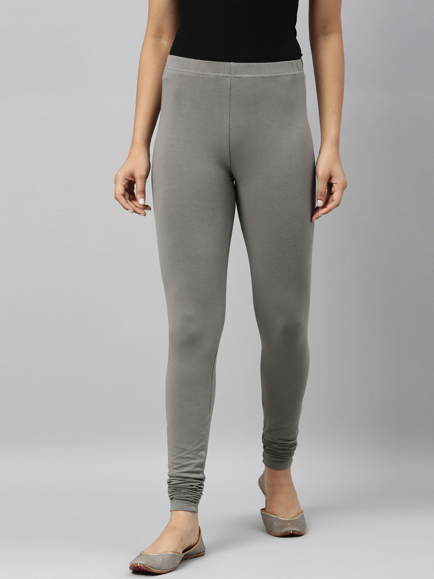 women medium grey cotton churidar leggings
