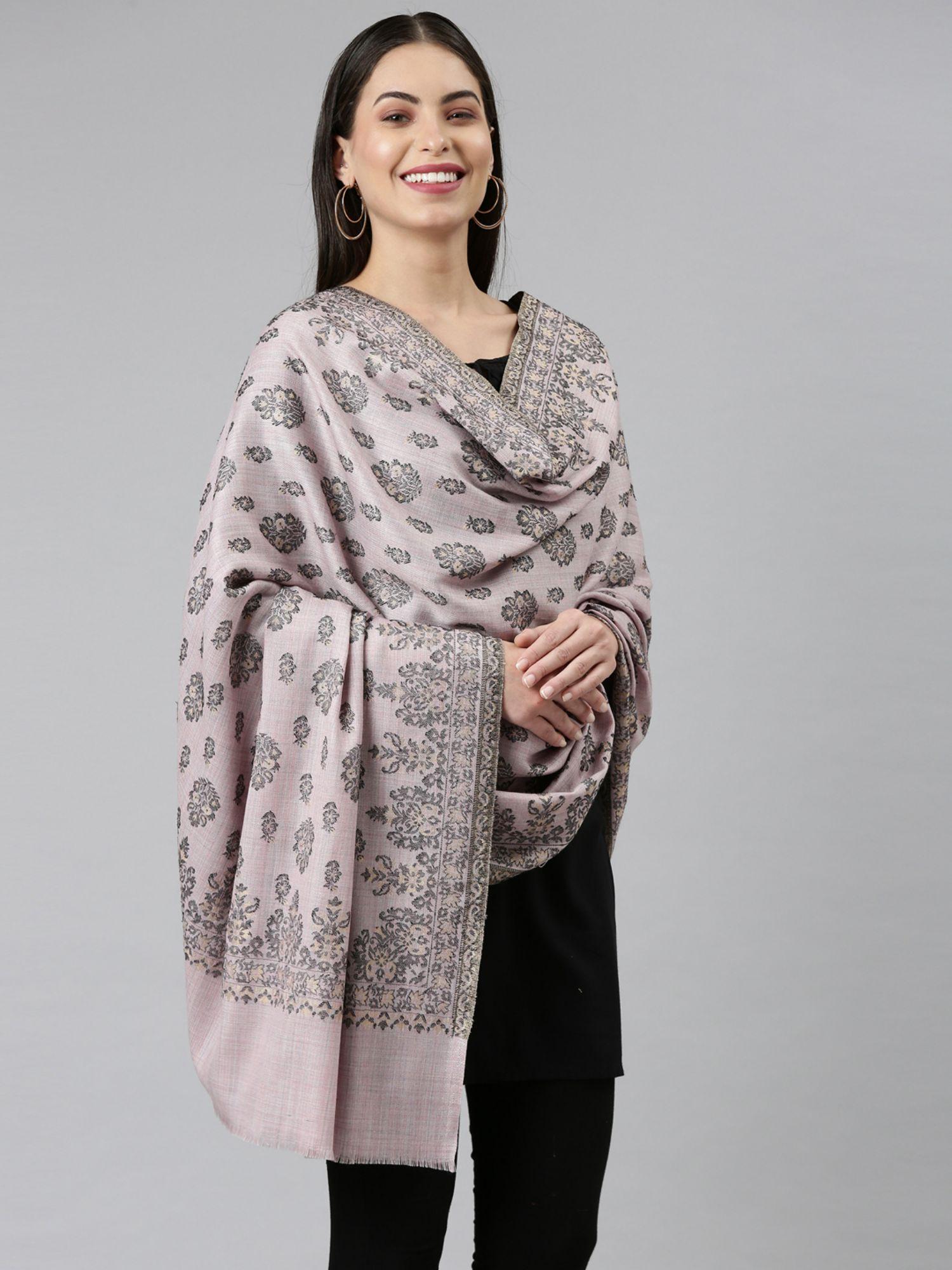 women melange mauve kaani wool shawl