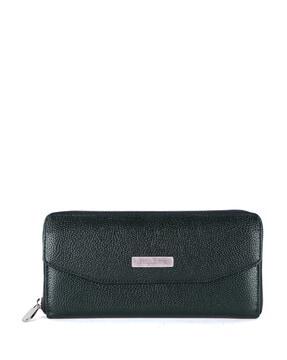 women metal accent clutch with magnetic clasp closure