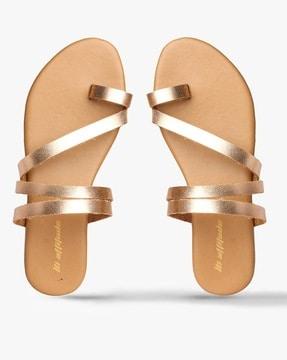 women metallic toe-ring sandals