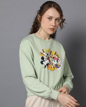 women mickey & friends print relaxed fit sweatshirt