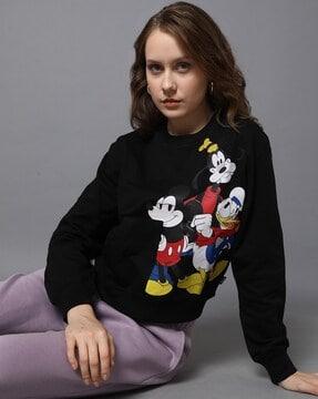 women mickey & friends print relaxed fit sweatshirt