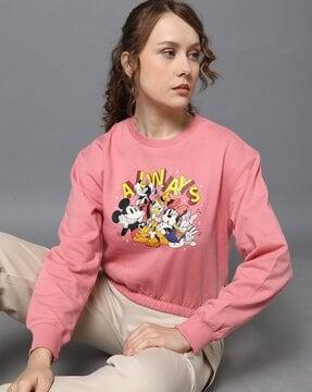 women mickey & friends print relaxed fit sweatshirt