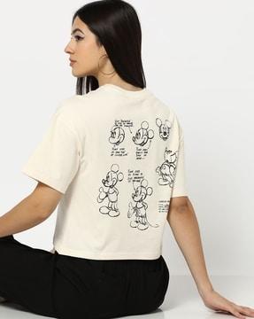 women mickey mouse print regular fit crew-neck t-shirt