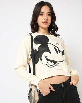 women mickey mouse print relaxed fit sweatshirt