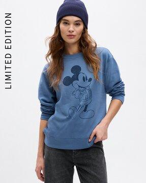 women mickey mouse print relaxed fit sweatshirt