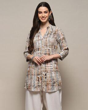 women micro print a-line kurti